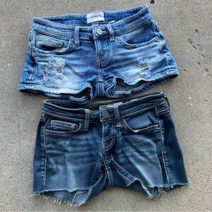 Lot Of 2 BKE Denim Stella Shorts Size 23R Distressed Cut Off Jean Shorts Y2K
